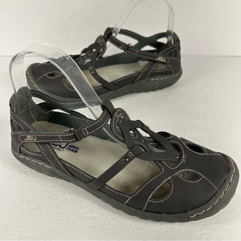 Jambu Women's Black Strappy Sandals with Memory Foam Size 8.5